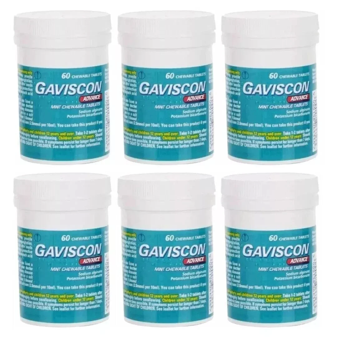 Gaviscon Advance Chewable Mint Tablet 60ct – 6 PACK