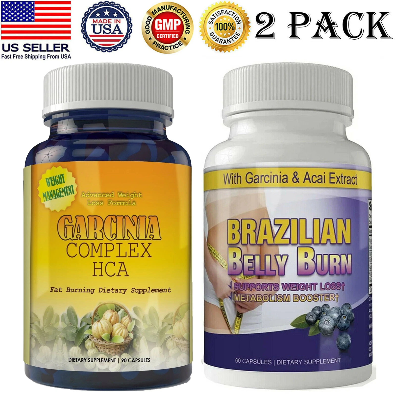 Garcinia Cambogia & Brazilian Belly Burn Weight Loss Metabolism Booster Capsules