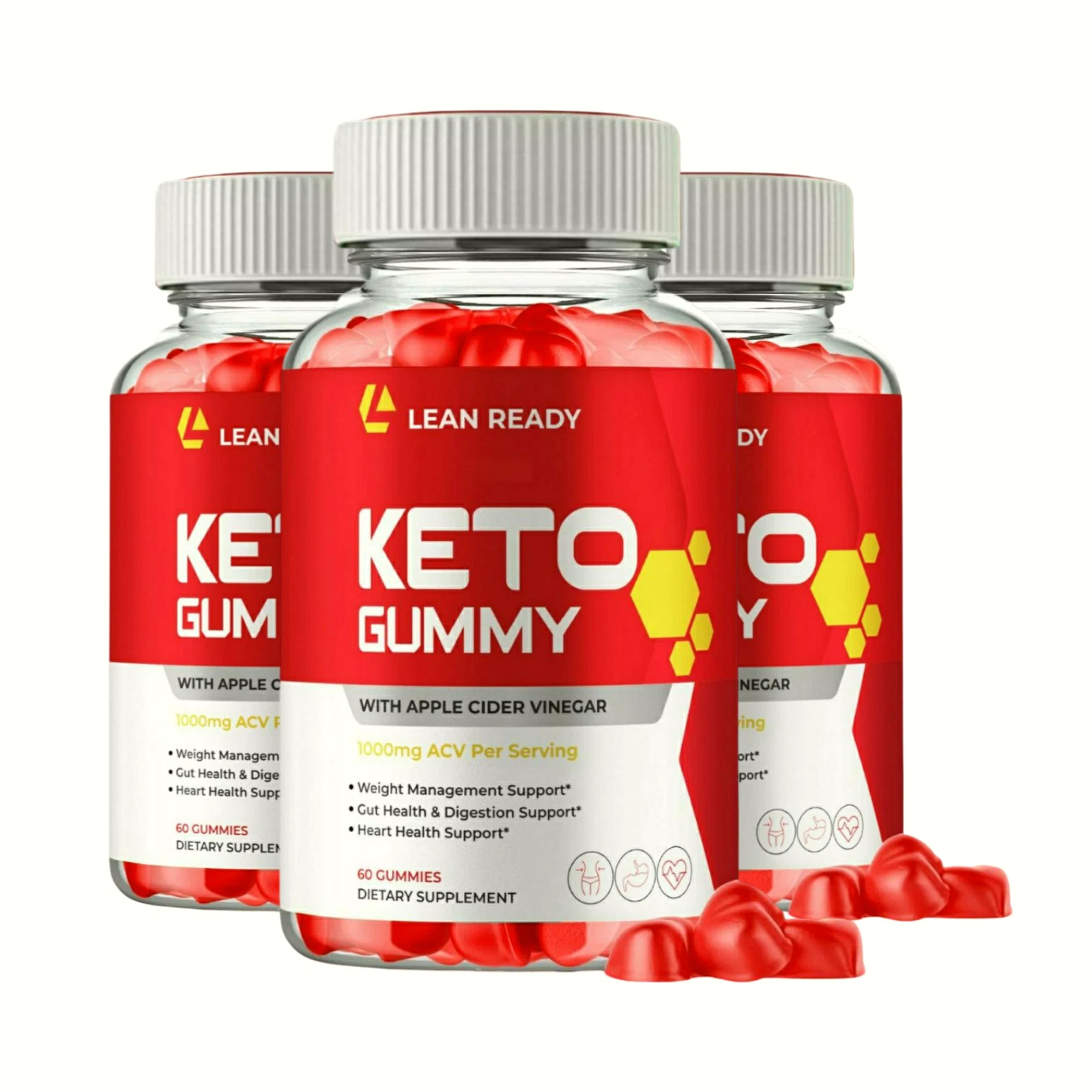 3-Pack LeanReady Keto Gummies, Lean Ready Weight Loss Supplement - 180 Gummies