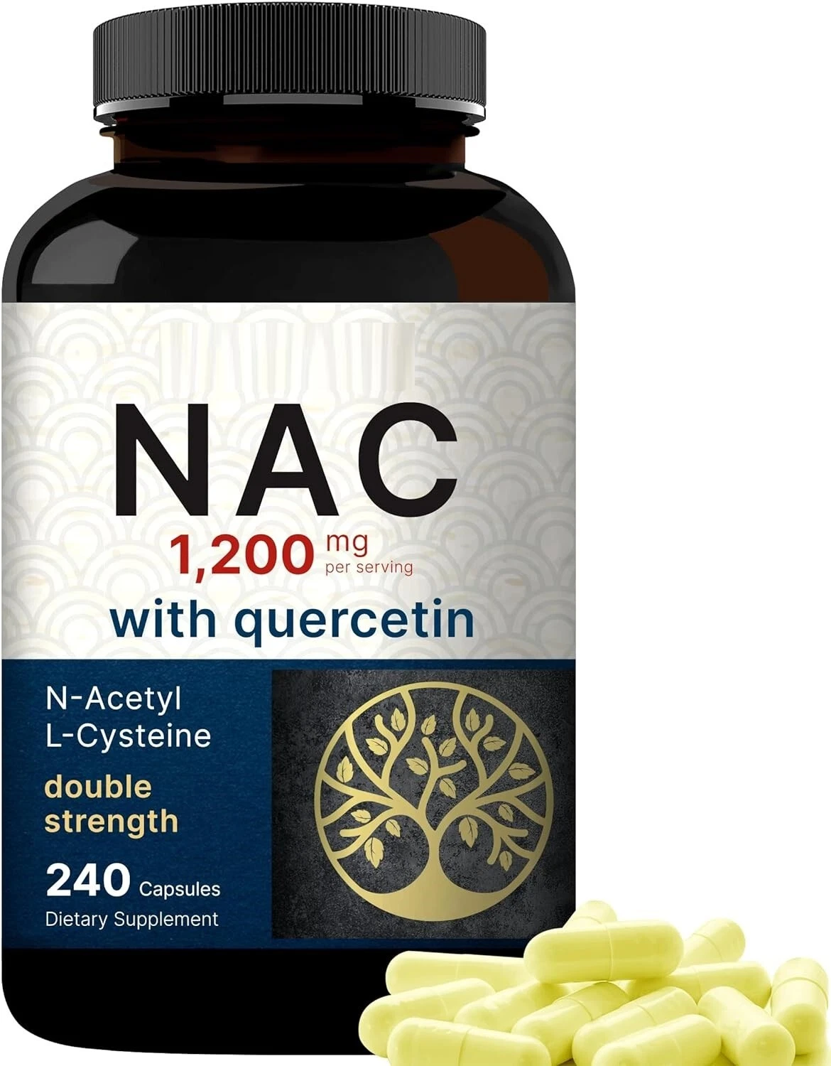 NAC Supplement 1200mg Quercetin 100mg 240Caps NonGMO Antioxidant
