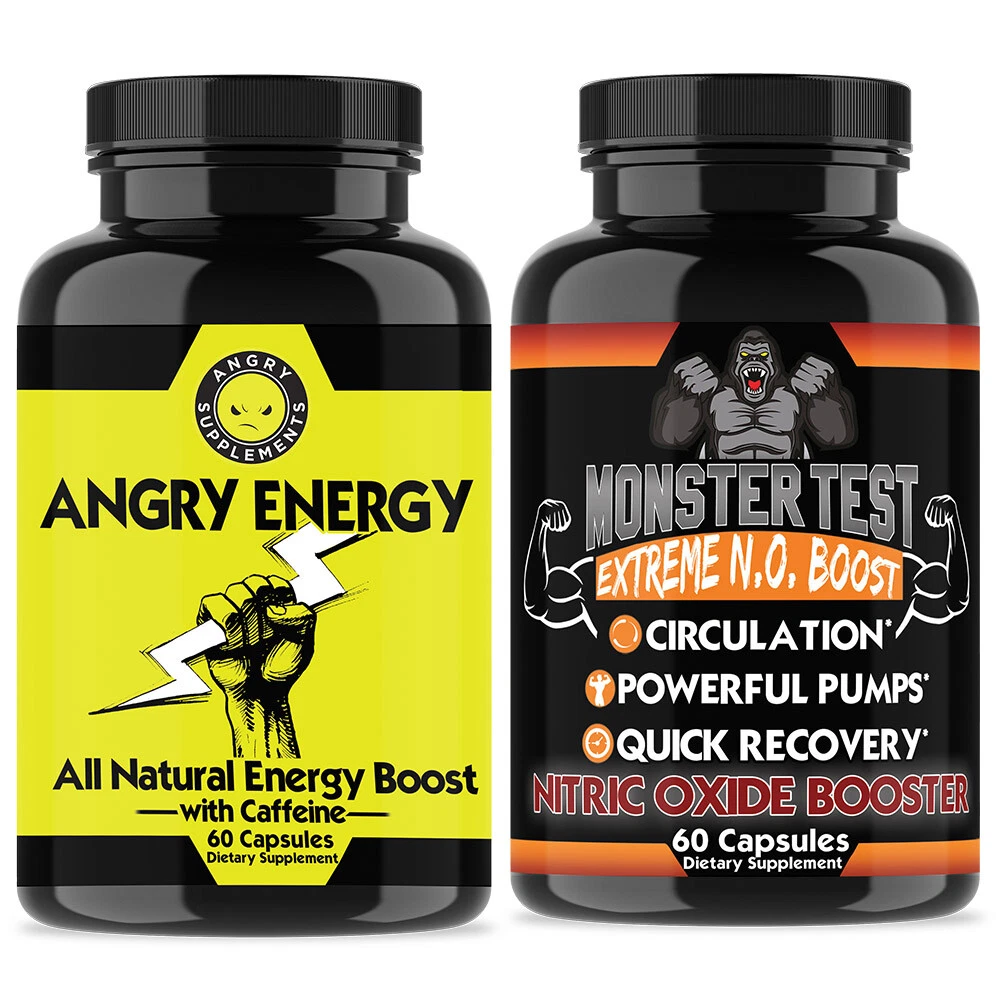 Angry Supplement Angry Energy Booster Caffeine + Monster Test Nitric Oxide 2pk