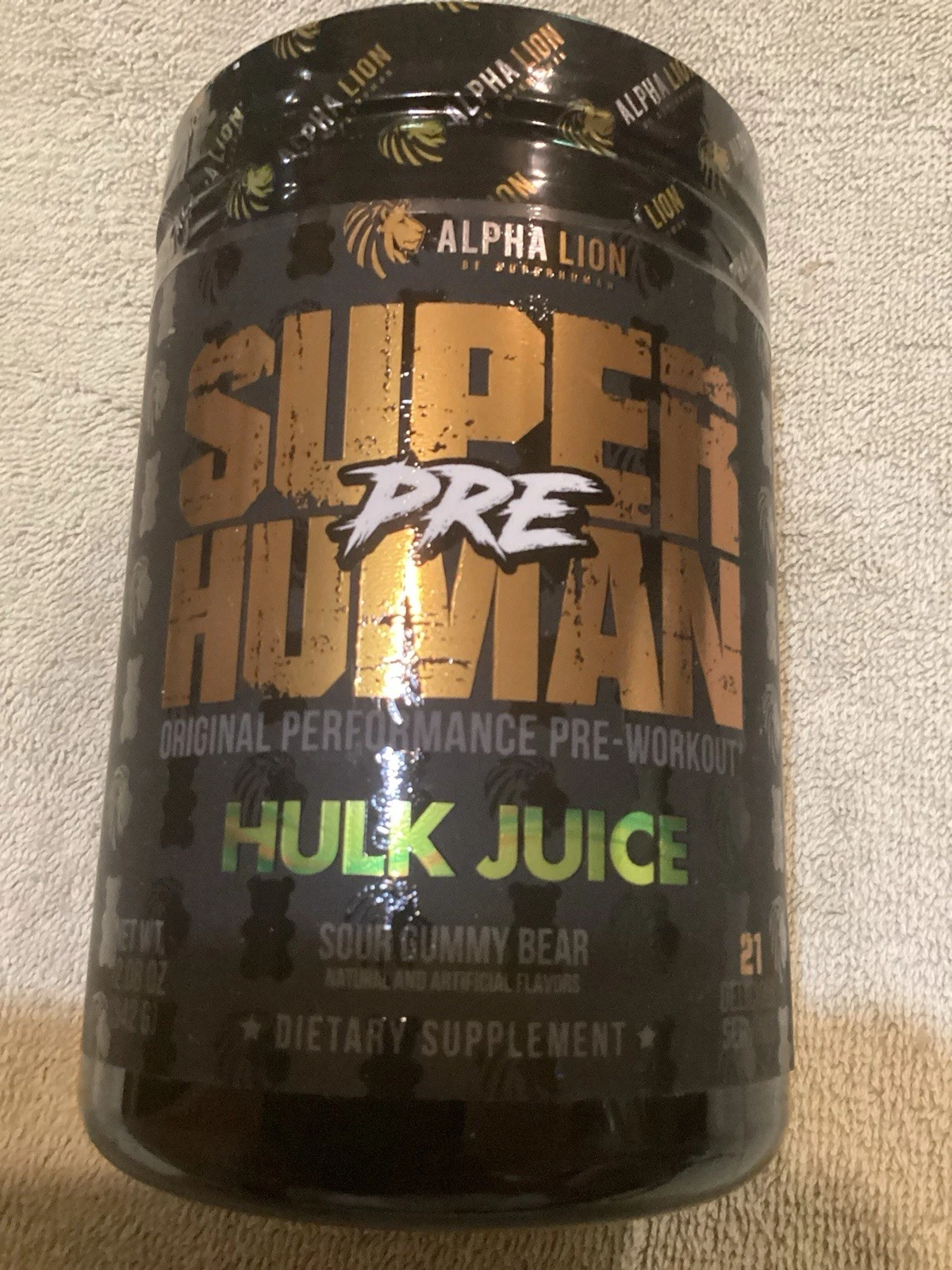 Alpha Lion Super Human PRE Hulk Juice, Sour Gummy 21 Servings (EXP 10/2026