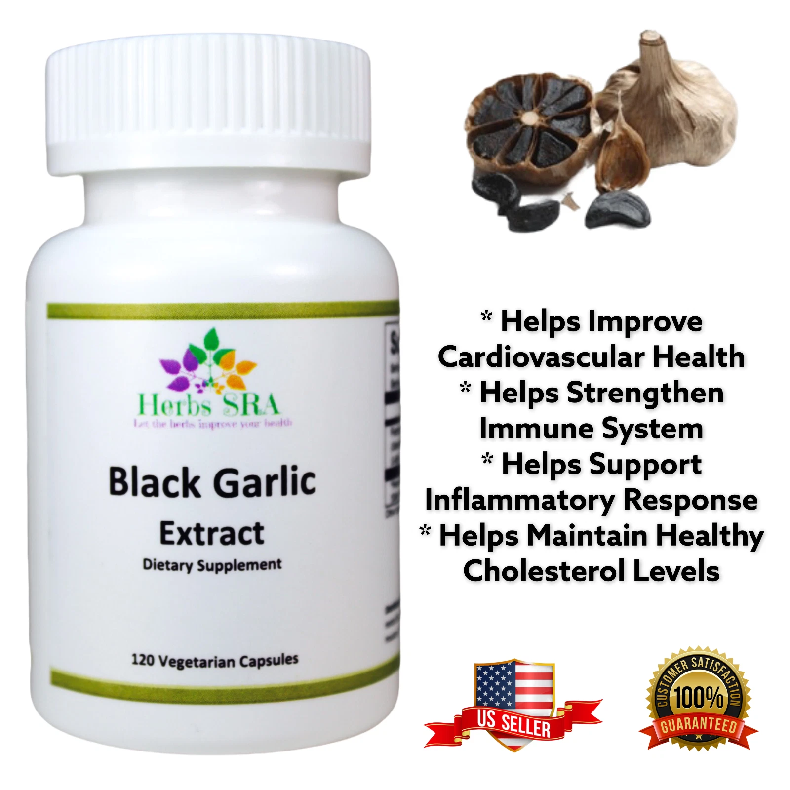 BLOOD PRESSURE & CHOLESTEROL Support. AGED GARLIC, Ajo Negro, Natural Supplement
