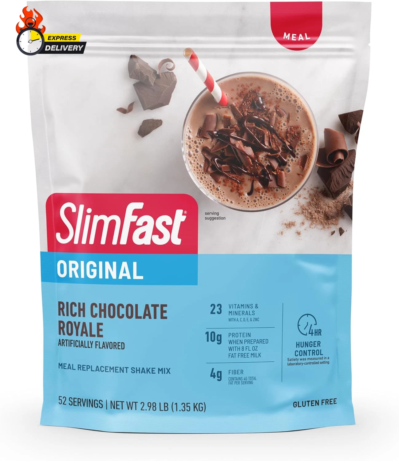 Meal Replacement Powder, Original Rich Chocolate Royale, Shake Mix, 10G of Prote