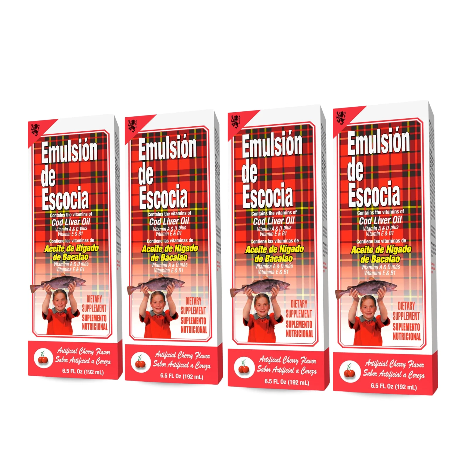 Emulsion de Escocia Cod Liver Oil 6.5 fl oz, Cherry Flavor (4-Pack)