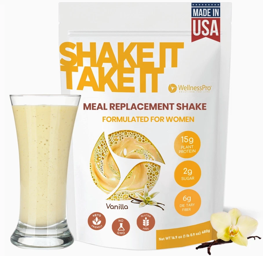 WELLNESS PRO Womens Meal Replacement Shake 15g Protein, Vanilla or Chocolate