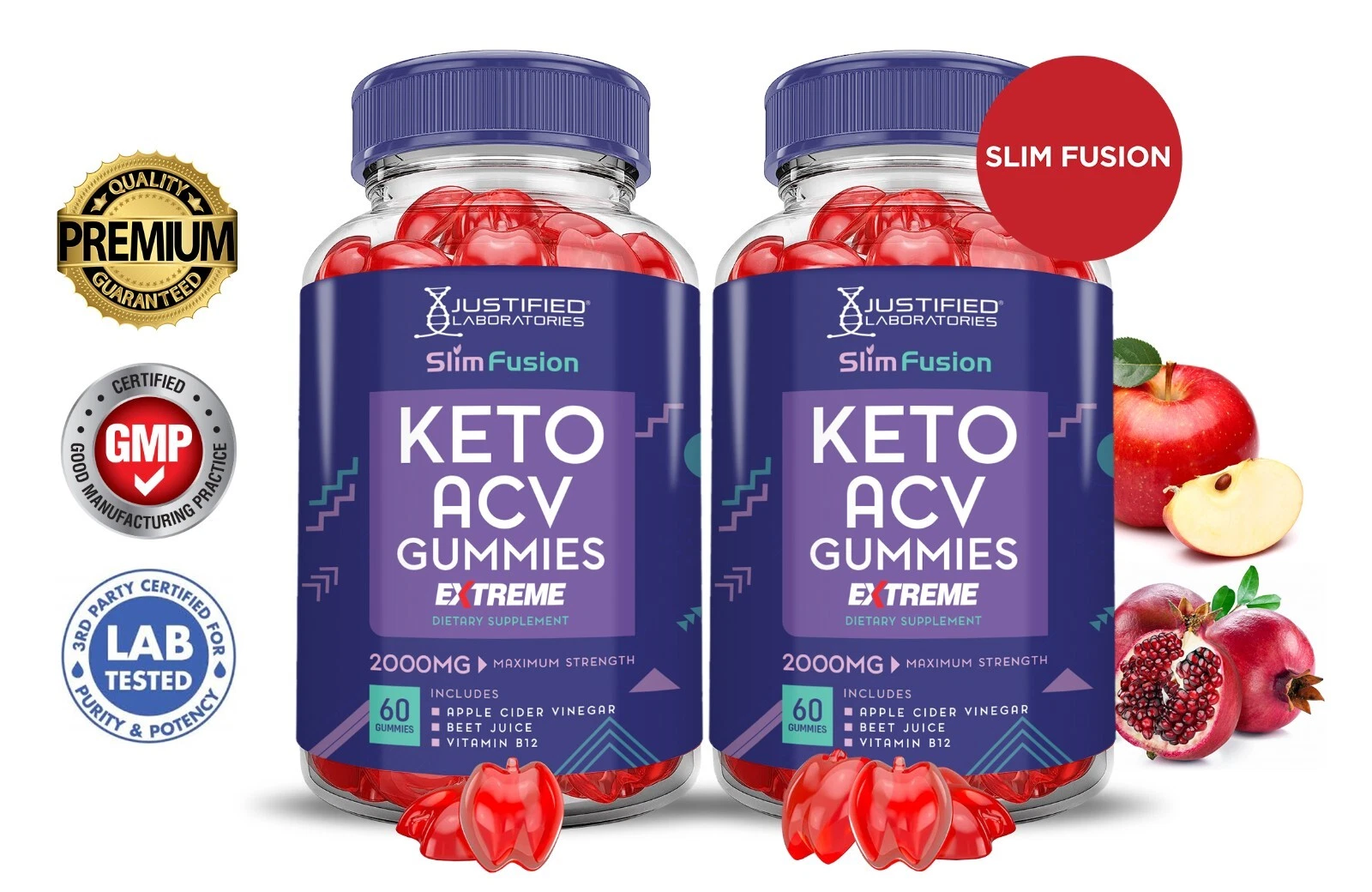 Slim Fusion Keto Extreme ACV Gummies 2000MG Apple Cider Vinegar 120 Gummys