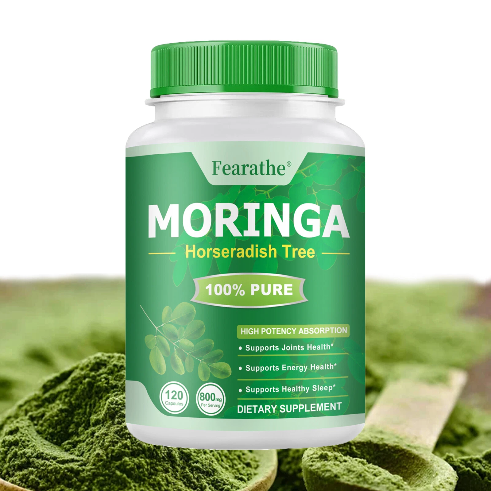 120 Capsules Moringa Oleifera Leaf Powder 800mg - Organic Herbal Extract