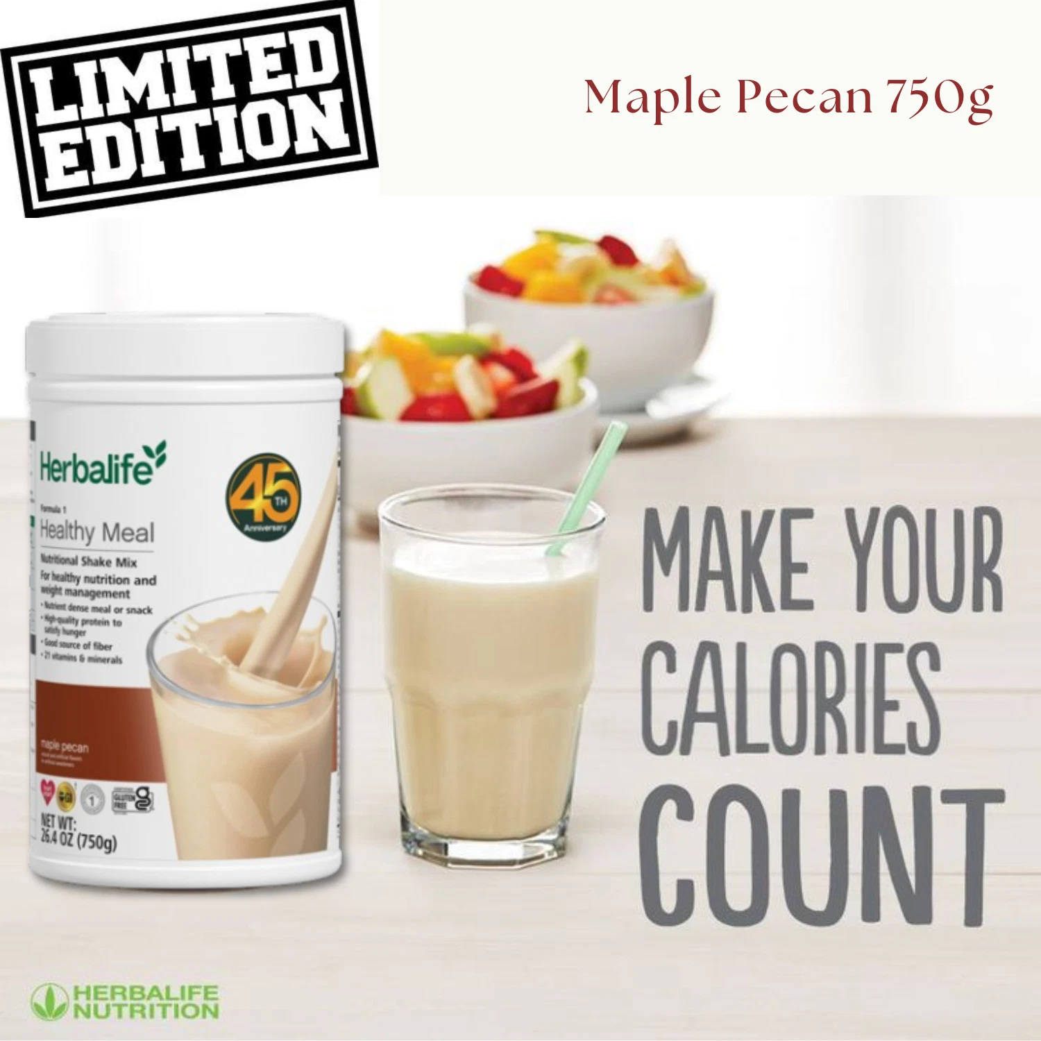 Weight Loss Maple Pecan 750g Meal Replacement Shake 21 Vitamins & Minerals