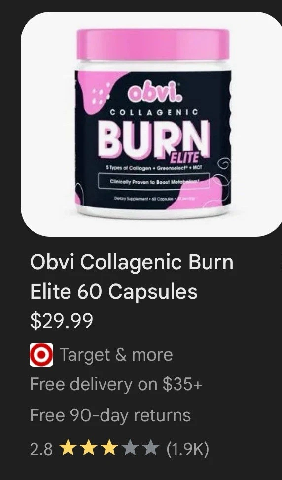 Obvi Collagenic Burn Elite, Thermogenic Weight Loss, Boost Energy & Metabolism