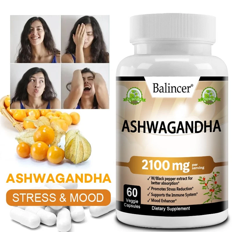 Ashwagandha Root Extract 2,100 Mg - Promotes Stress Reduction and Enhances Mood
