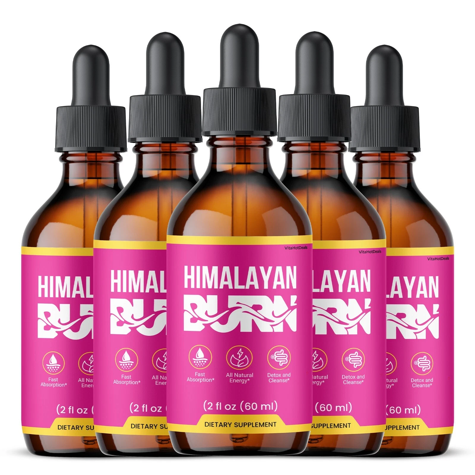 Himalayan Burn Drops Liquid Supplement, Himalayan Burn Max Strength (5 Pack)