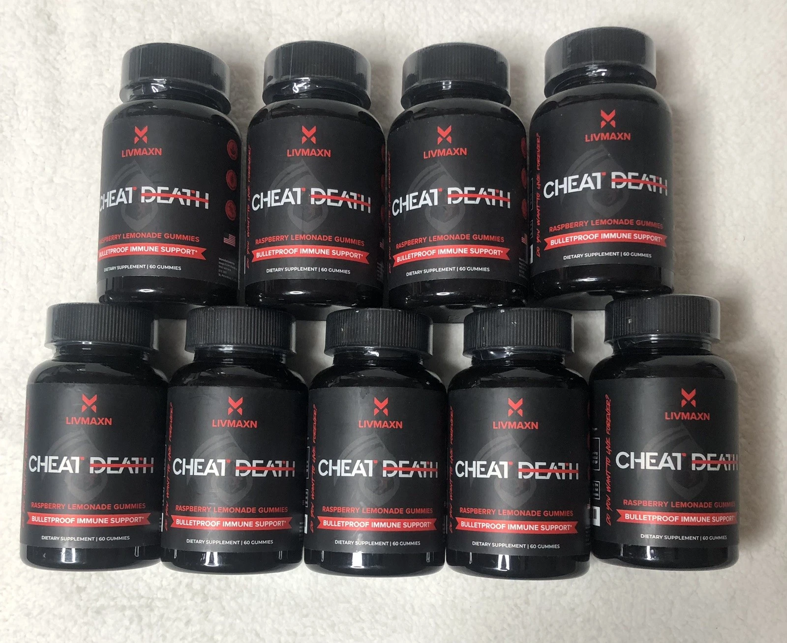 Supplement Immune Support Cheat Death 1 lot 9 bottles best by 10/25 Gummies 60ea