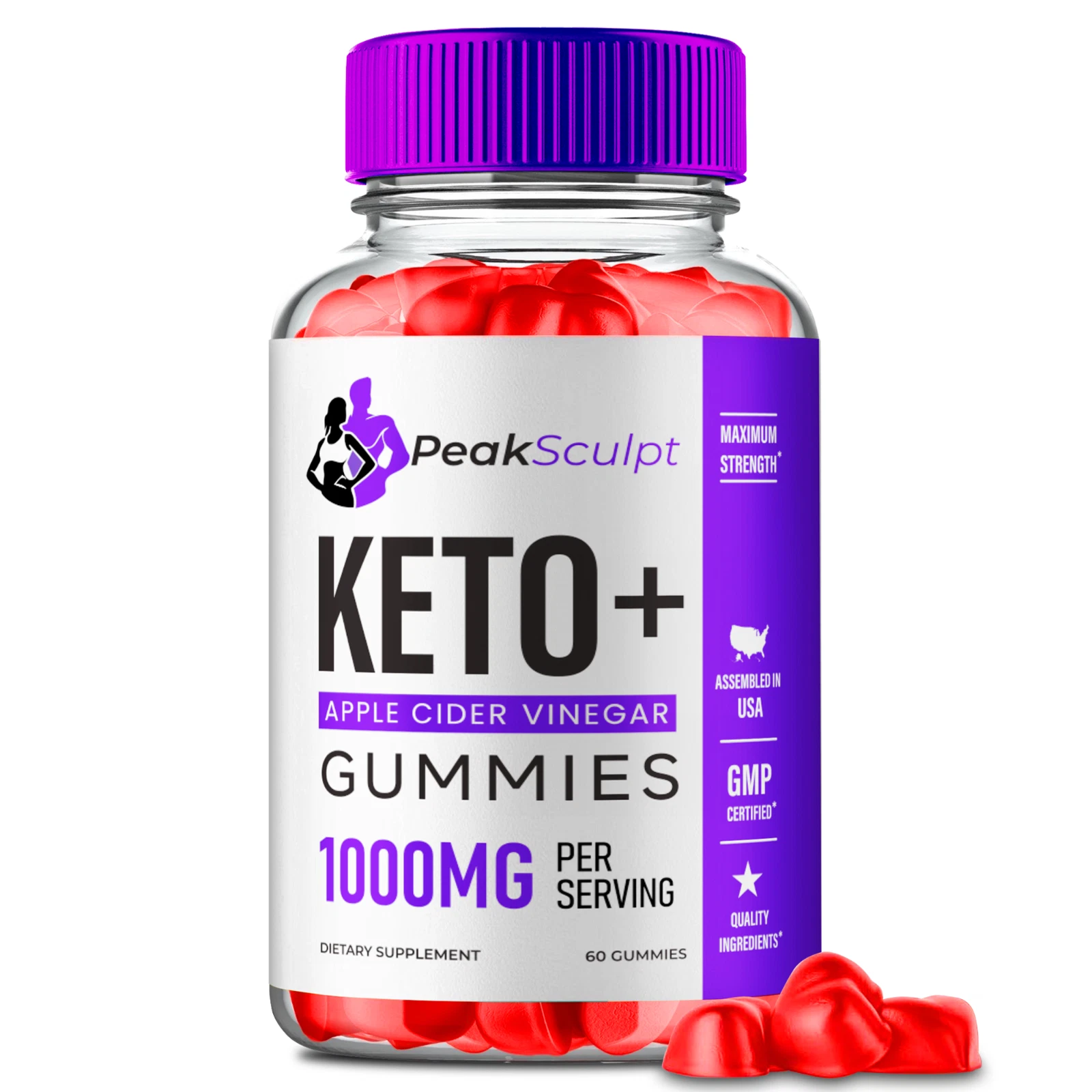 Peak Sculpt Keto ACV Gummies 1000MG Maximum Strength Formula 60 Gummies