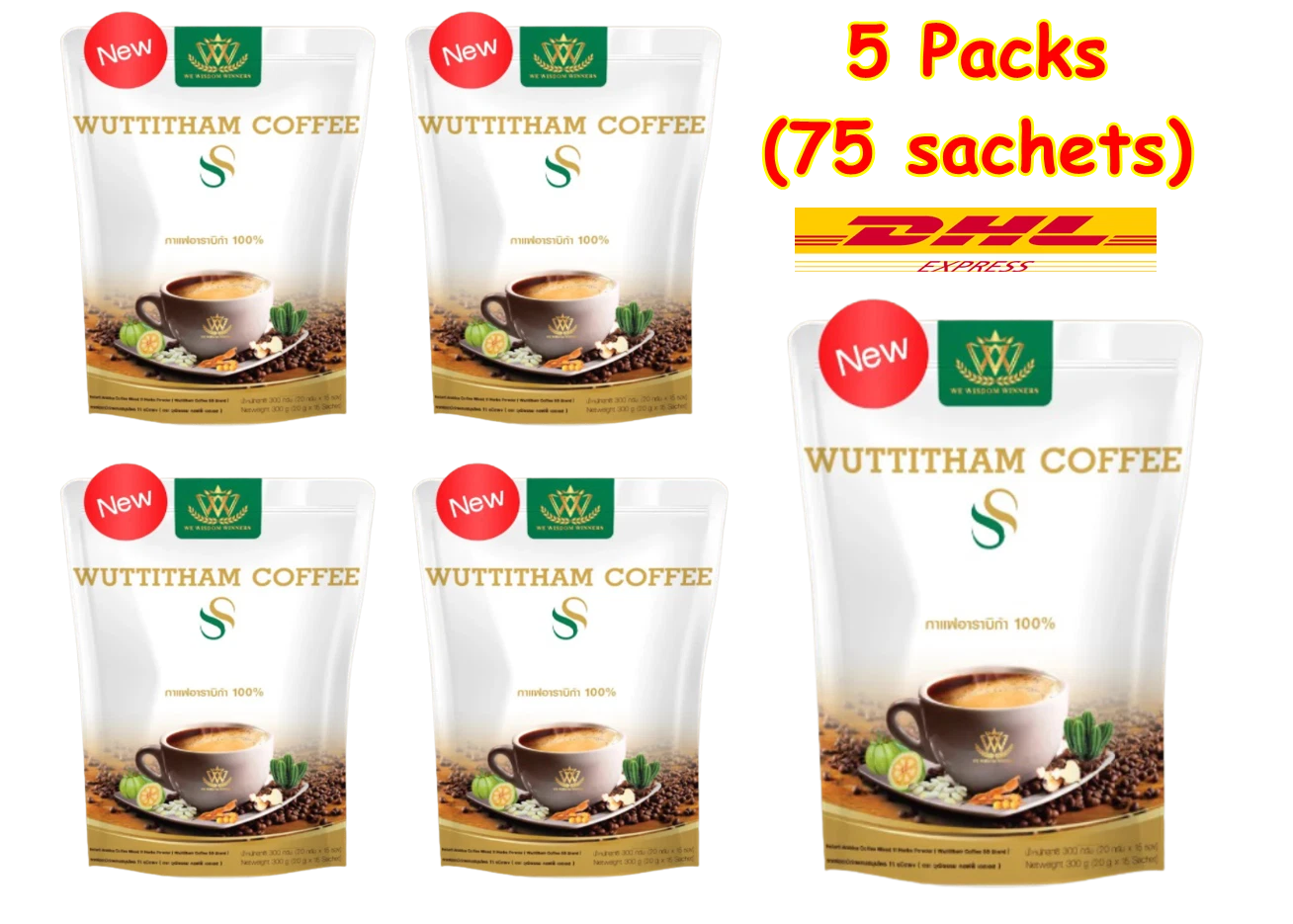 5X Instant Coffee Wuttitham Weight Control Anti Aging Slimming Health Drink