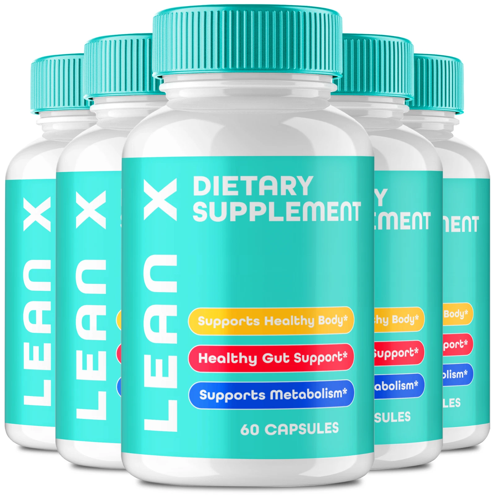 (5 Pack) Lean X Fat Burner Pills, LeanX Advanced Weight Loss Formula Capsules