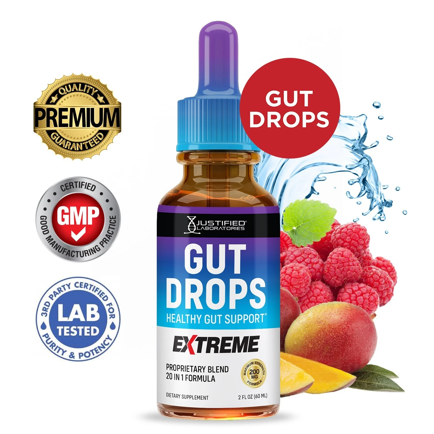 Gut Drops Extreme 200MG Healthy Gut Support Proprietary Blend 20-in-1 Formula