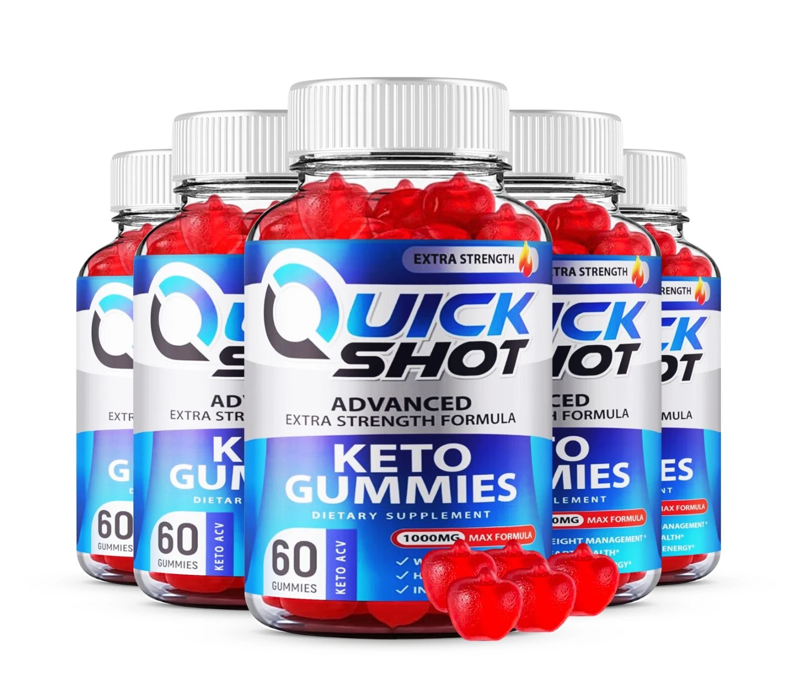 Quick Shot Keto Gummies Extra Strength Dietary Supplement (300 Gummies) 5-Pack