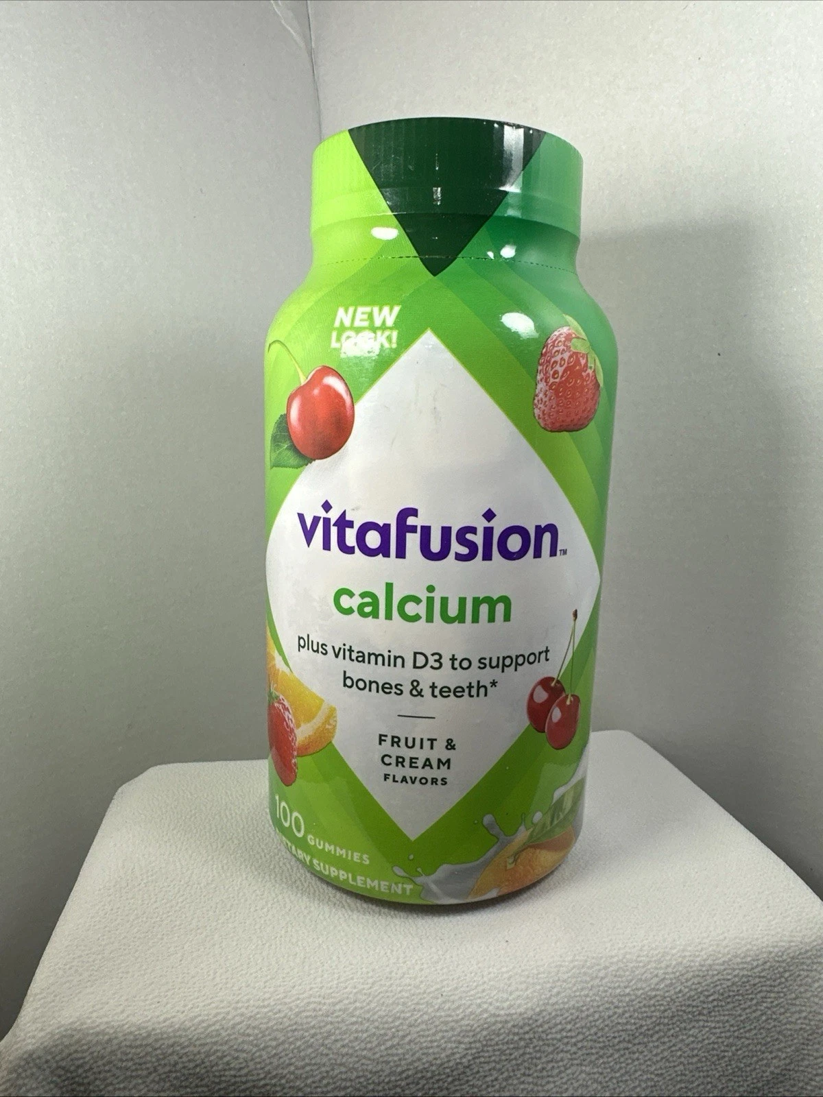 vitafusion Chewable Calcium Gummy Vitamins, Fruit and Cream Flavored, 100 Count