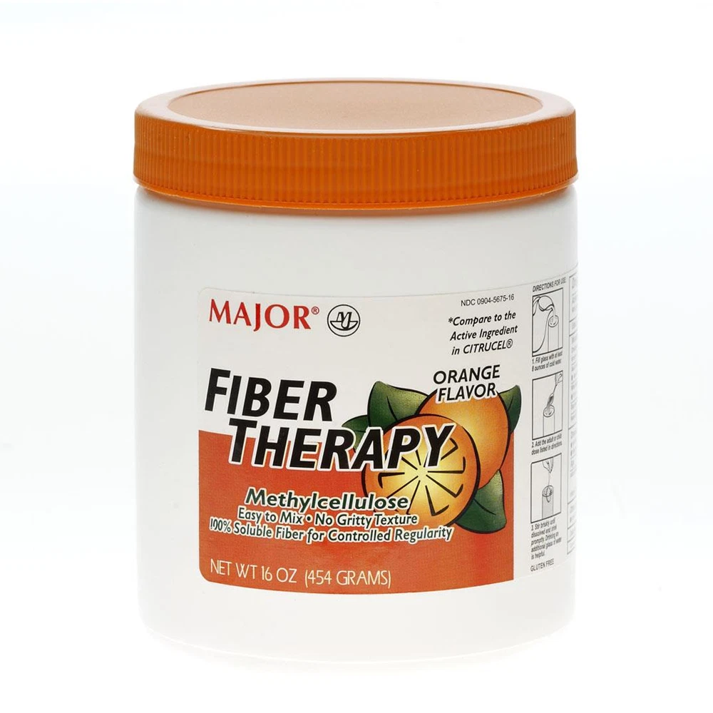 Major Fiber Therapy Powder Methylcellulose – 16 oz | Sugar-Free Orange Flavor Fi