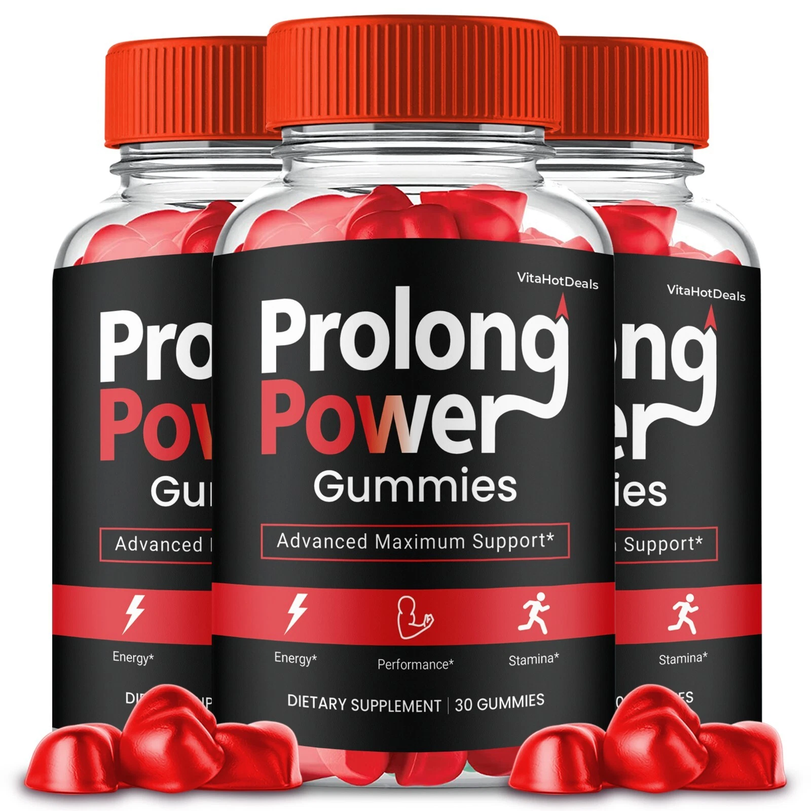 Prolong Power Gummies for Men, Max Strength Male Performance Formula (3 Pack)