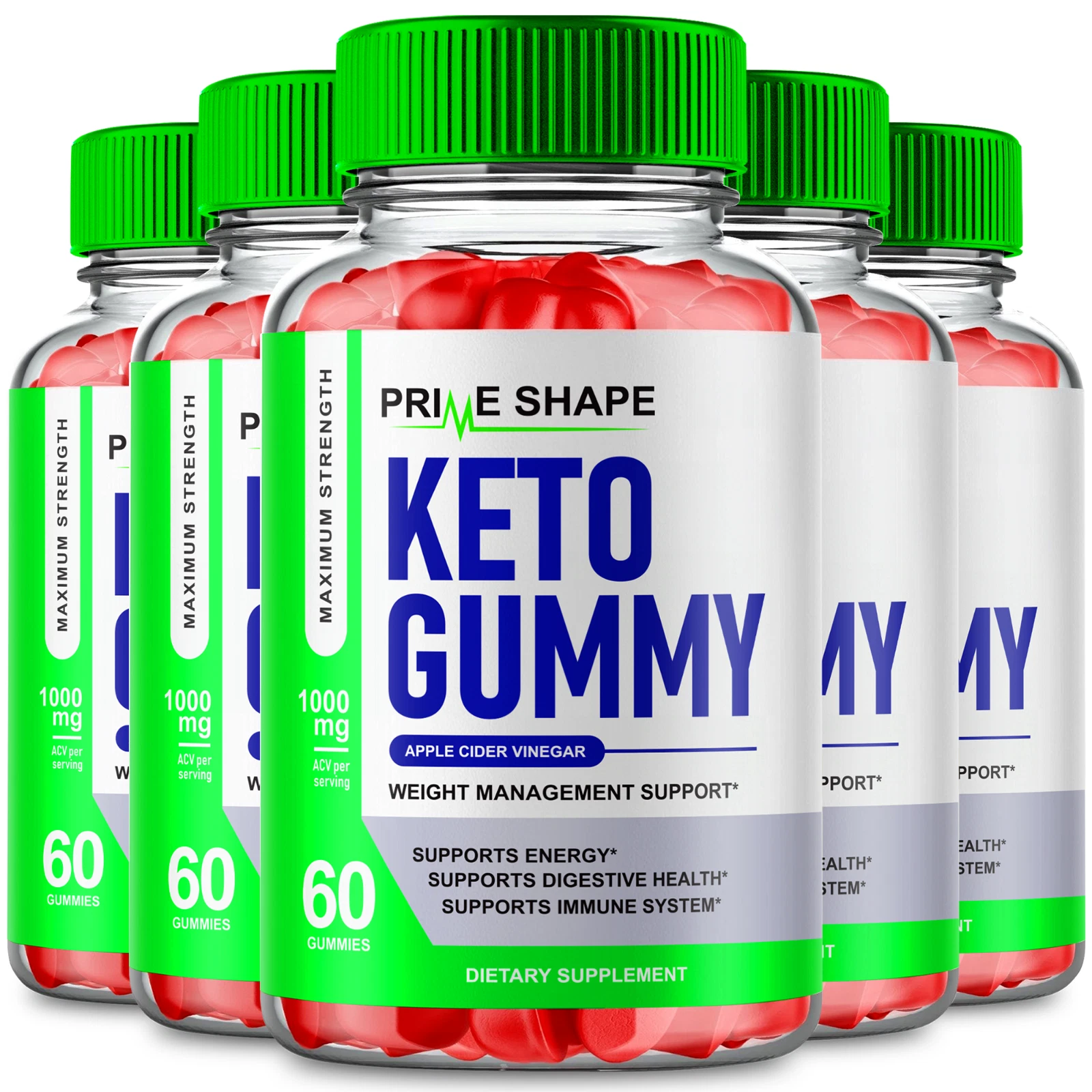 (5 Pack) Prime Shape Keto ACV Gummies for Weight Management Gummy (300 Gummies)