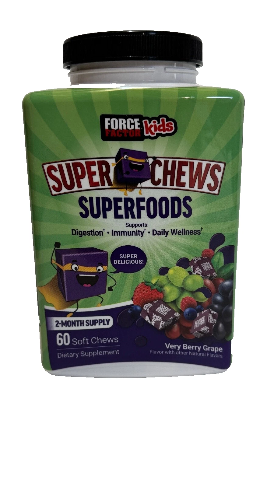 FORCE FACTOR Kids Superfood Super Chews, Vitamins and Immune Support EXP 5/26