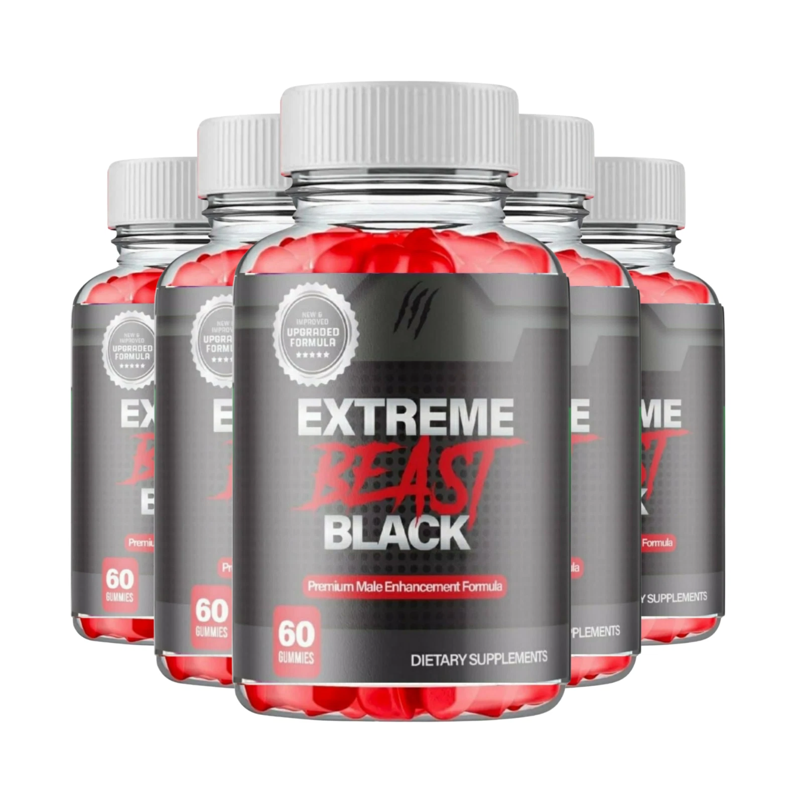 5-Pack Extreme Beast Black Gummies for Men, Advanced Male Gummy - 300 Gummies
