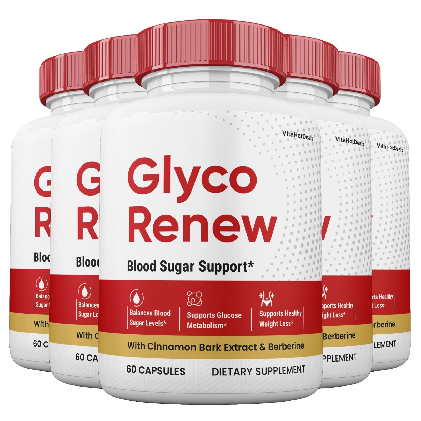 Glyco Renew Blood Sugar Capsules, Official Capsules, Maximum Strength (5 Pack)