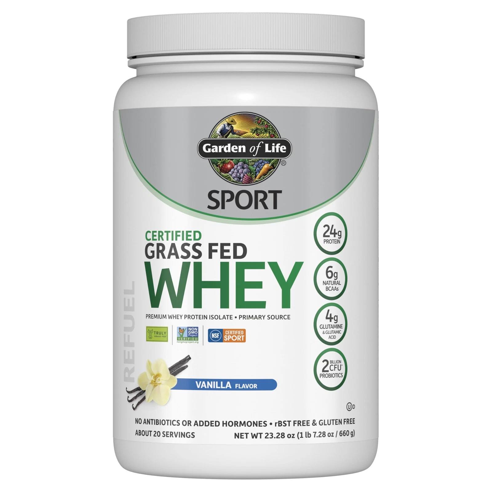 Clean Whey Protein Powder 20 Servings Grass Fed Vanilla Protein Isolate