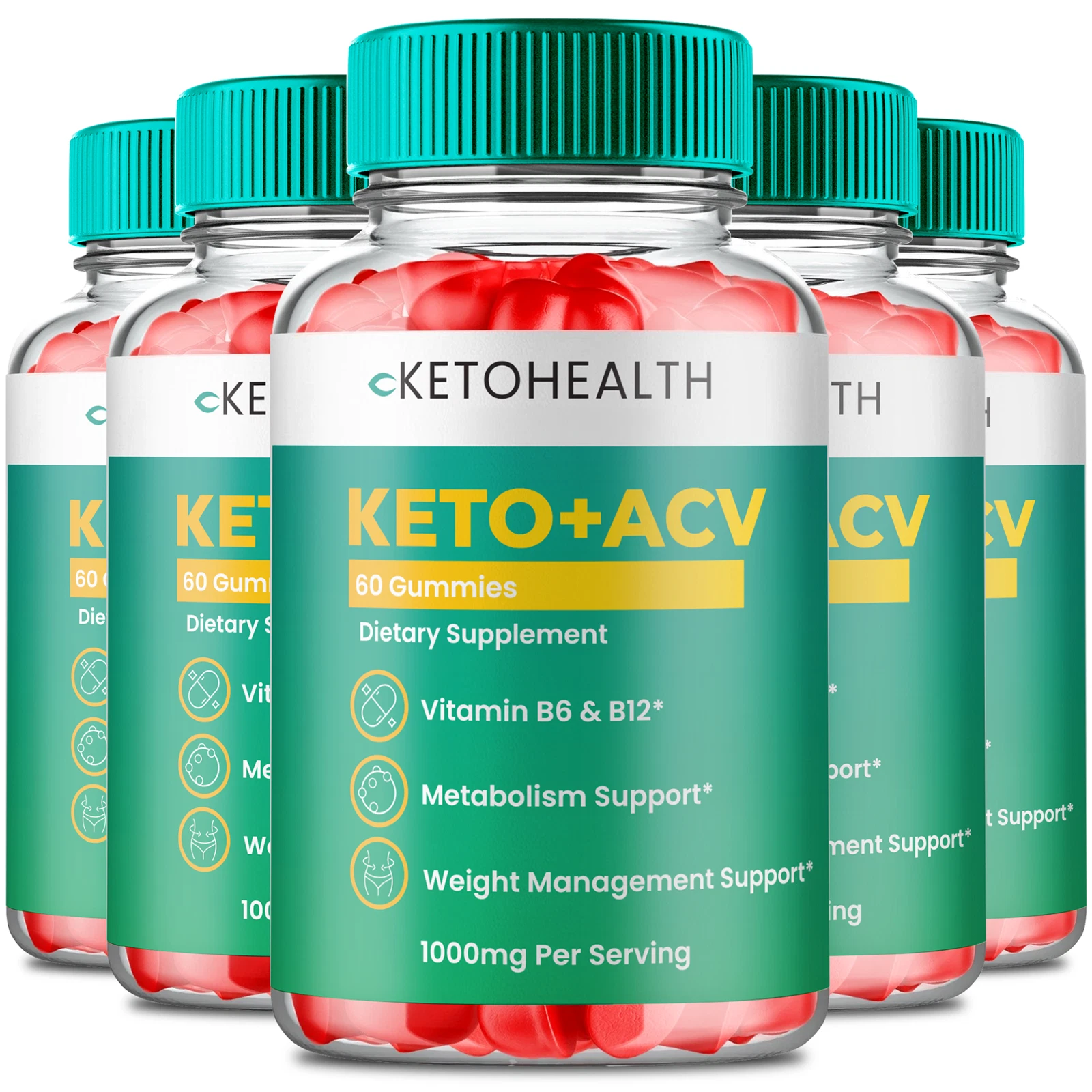 (5 Pack) Keto Health Keto ACV Gummies, Advanced Weight Loss Support Gummies