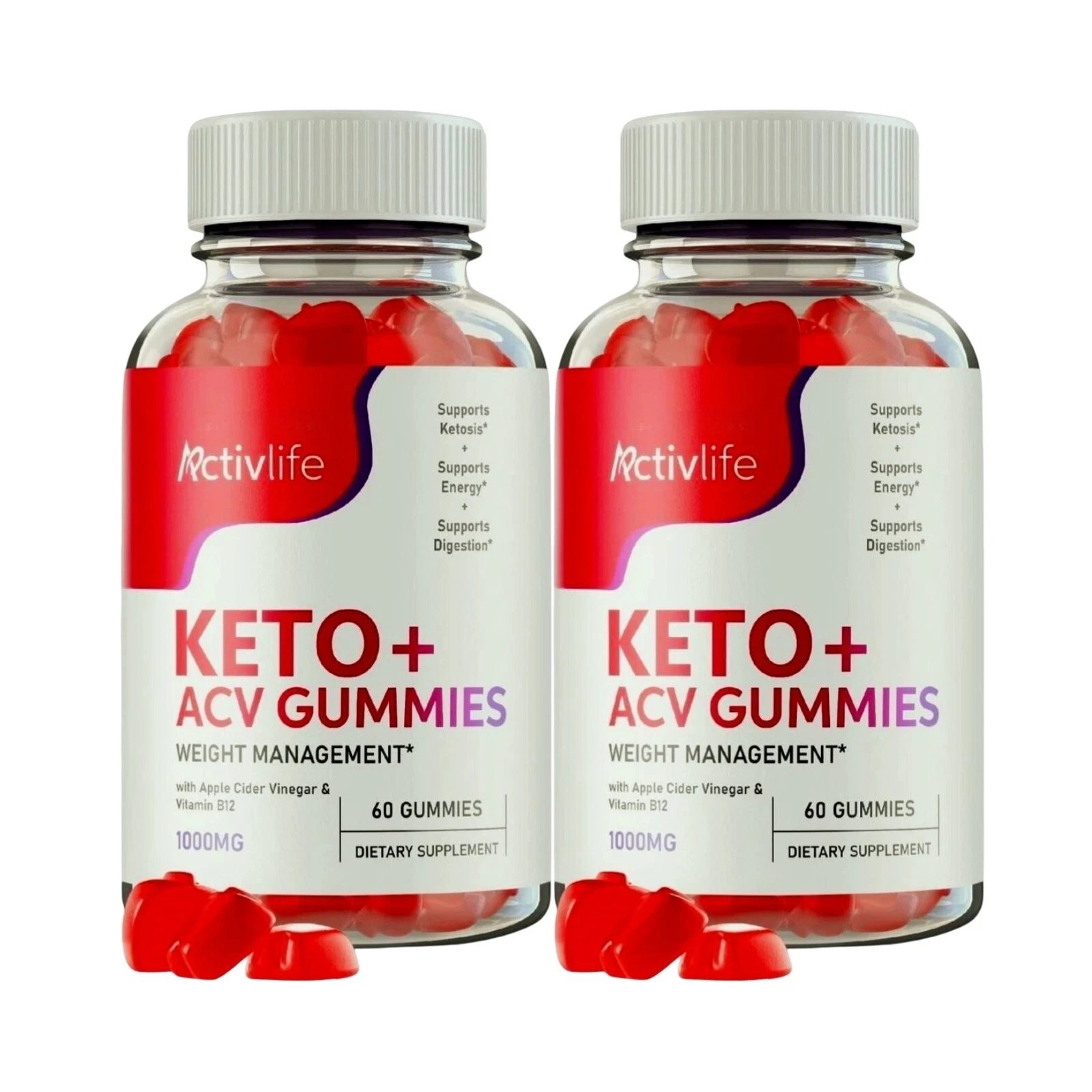 2-Pack ActivLife Keto ACV gummies, Active Life Gummies Weight Loss - 120 Gummies