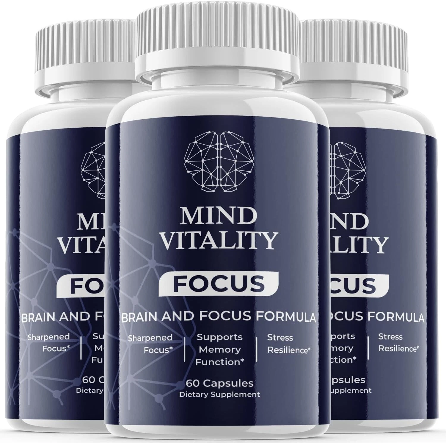 (3 Pack) Mind Vitality Focus Nootropic Supplement - Brain Productivity Support