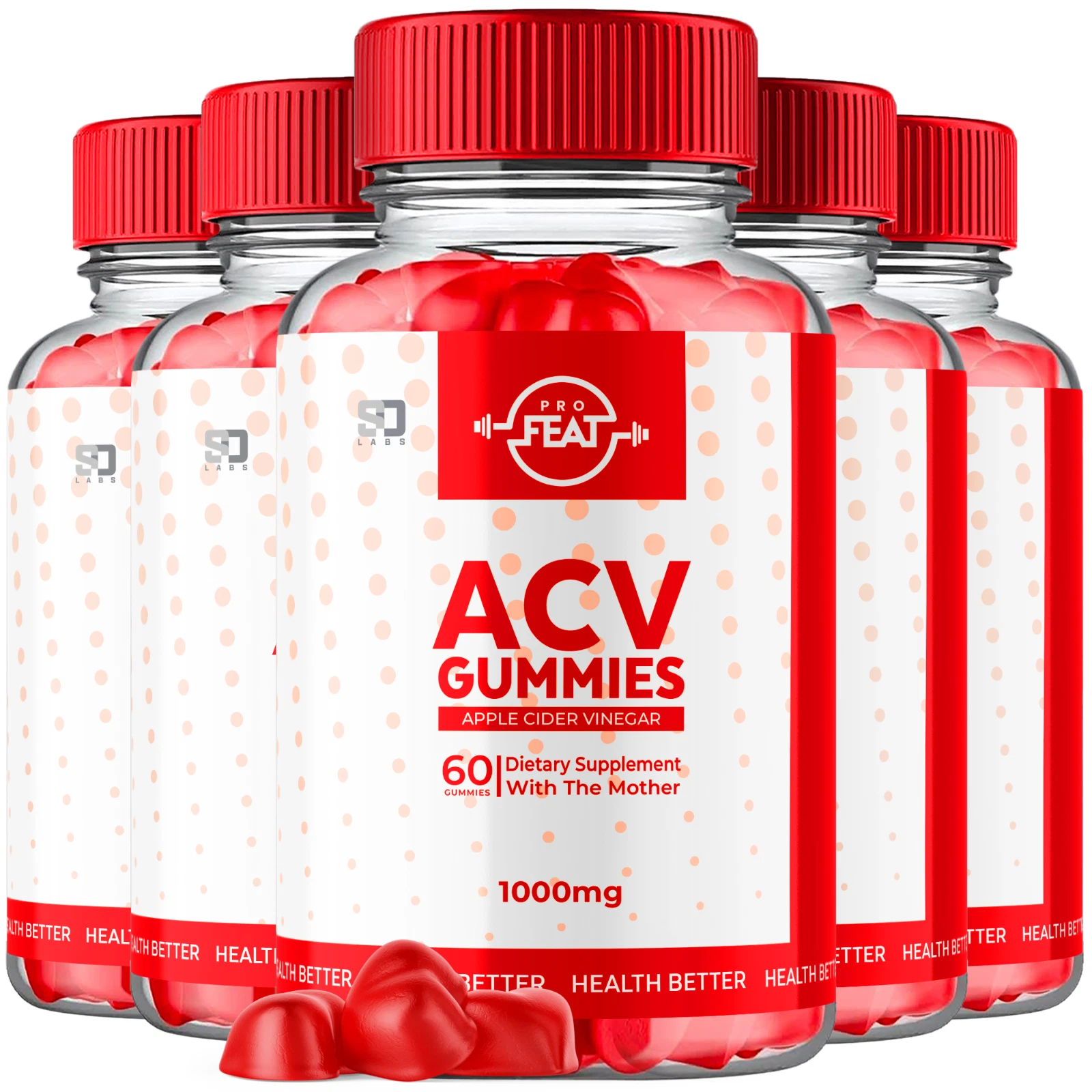 (5 Pack) Pro Feat ACV Keto Gummies, Pro Feat Weight Loss Gummies (300 Gummies)