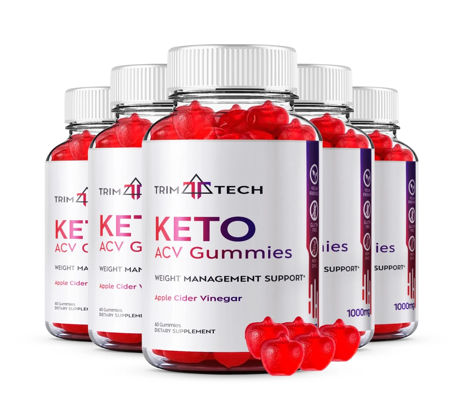 Trim Tech Keto Gummies Weight Management Support Supplement (300 Gummie) 5-Pack