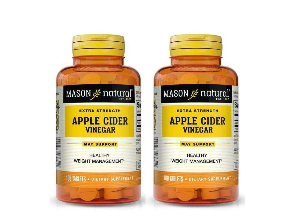 PACK 2 x 100 = 200 Tablets Apple Cider Vinegar 1000 mg Weight Loss 500 mg /TAB