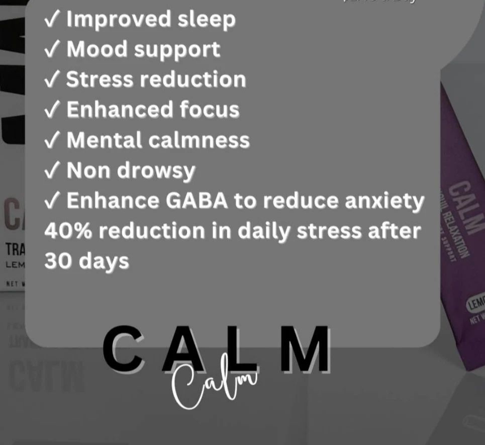 Calm designed to naturally lower cortisol levels, reduce stress, and relaxation