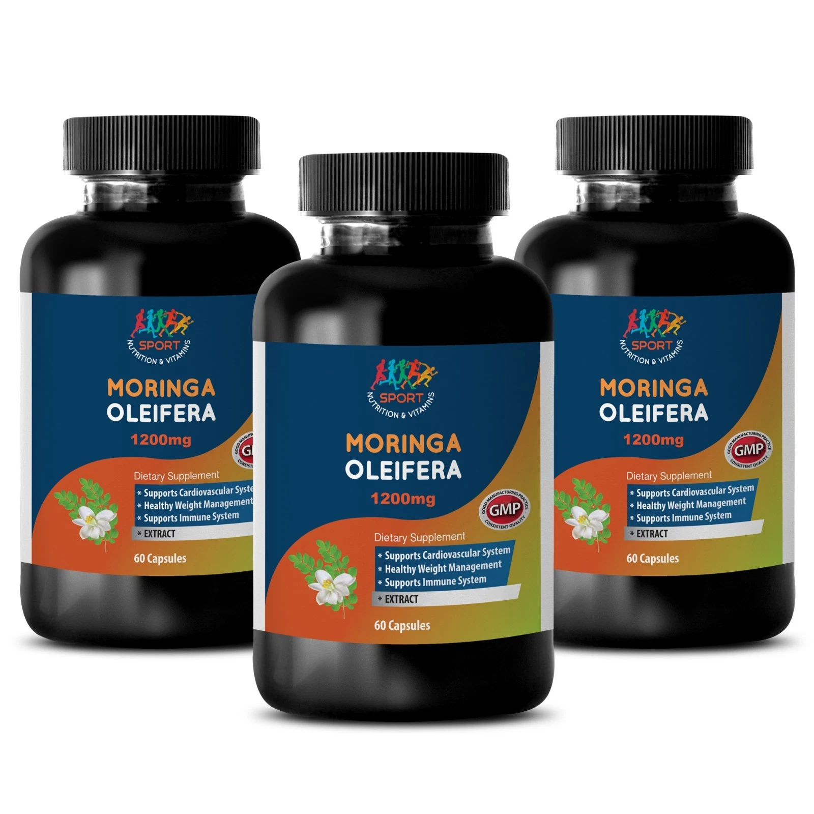 Powder Pills - Moringa Oliefera Extract 1200mg - Weight Loss - 3 Bot 180 Ct