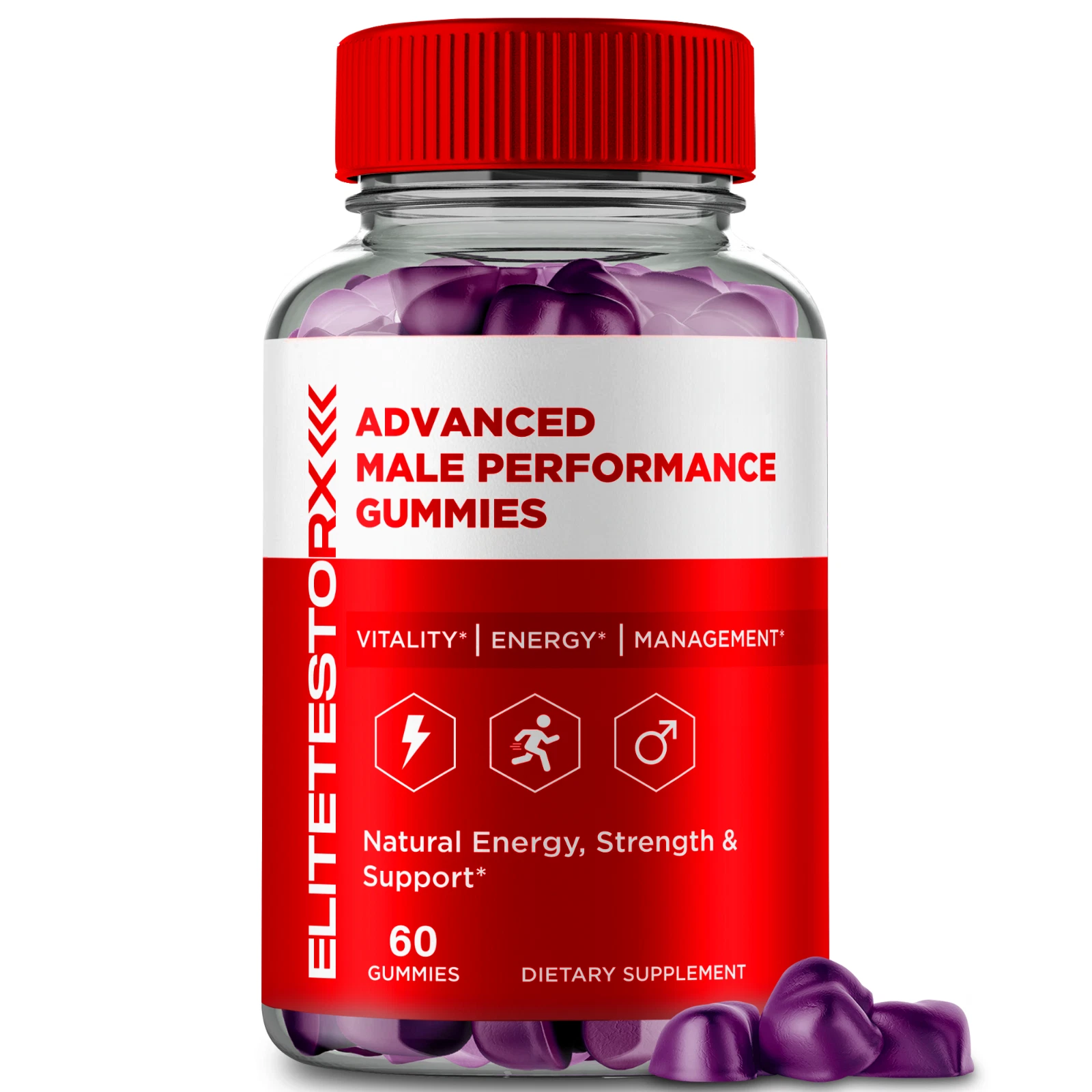 Elite TestoRX Men Gummies, Male Dietary Supplement Gummy (60 Gummies)