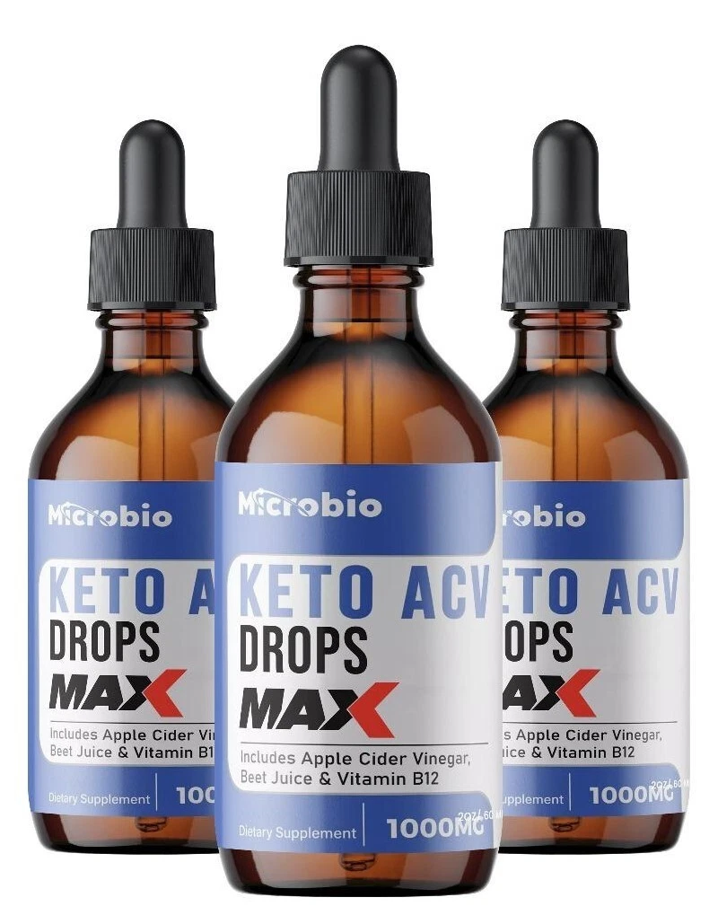 (3 Pack) Microbio MAX Keto Drops, Micro Bio ACV Maxmium Weight Loss Drops