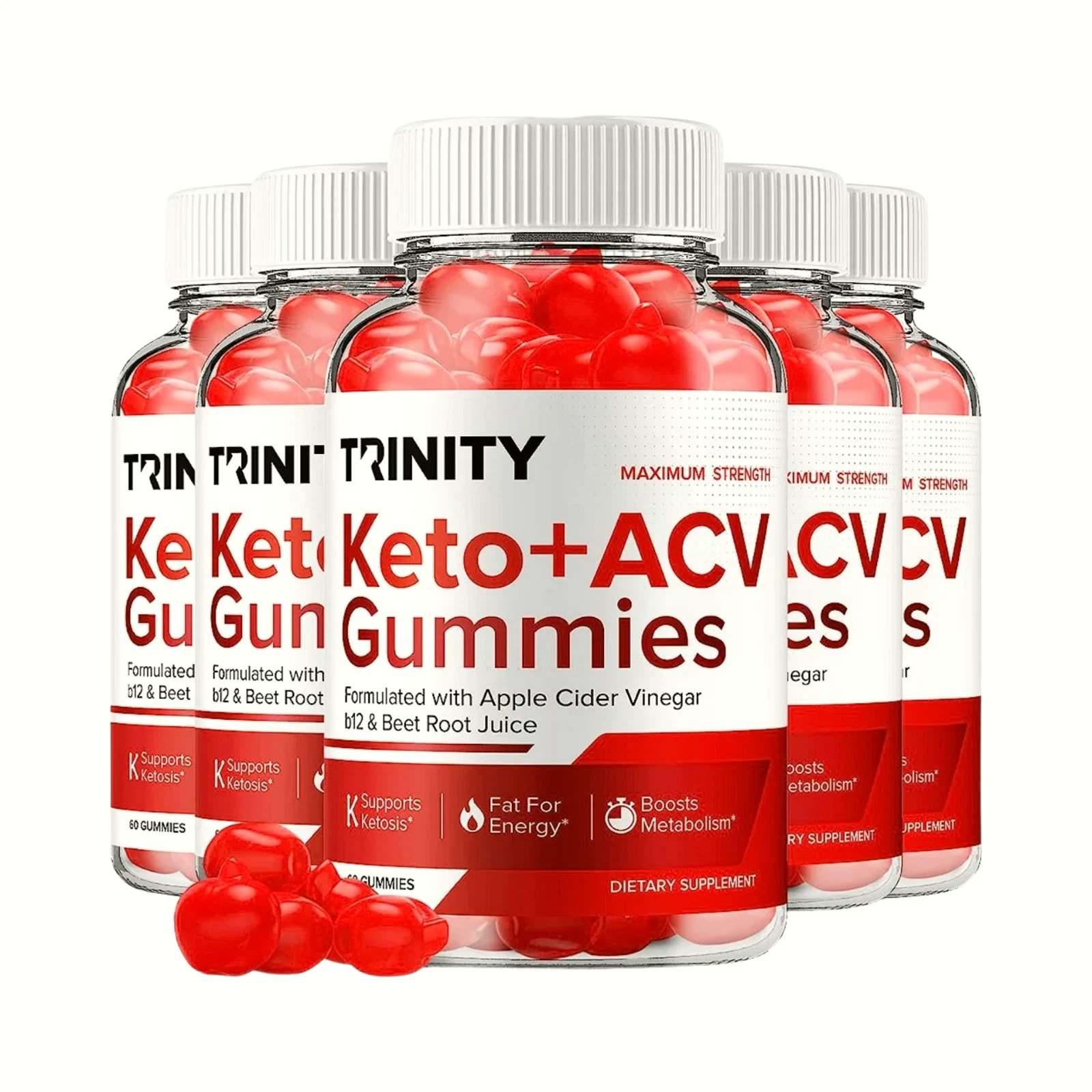 5-Pack Trinity Keto ACV Gummies, Vegan, Weight Loss Supplement - 300 Gummies