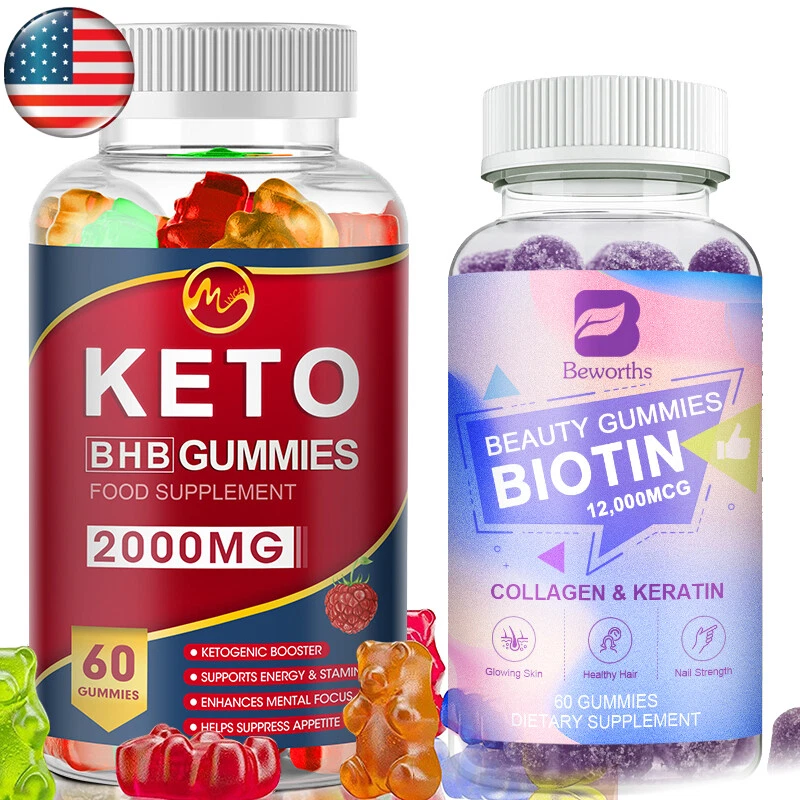 Keto Diet Gummies Weight Loss Fat Burner / Biotin Gummies 12000mcg with Biotin