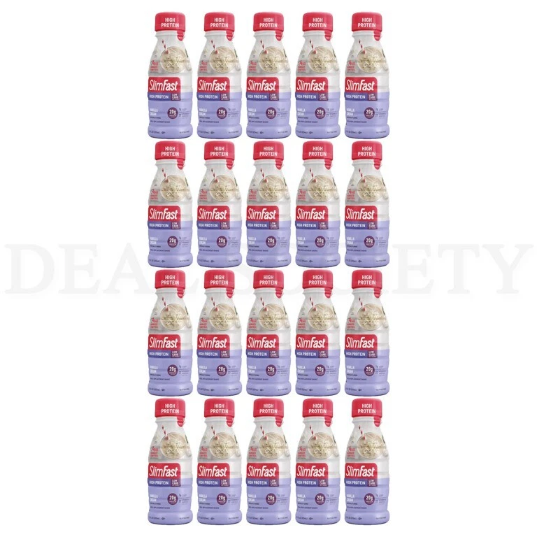 SlimFast High Protein Shakes Vanilla Cream 20 Grams of Protein - 20 Count Total