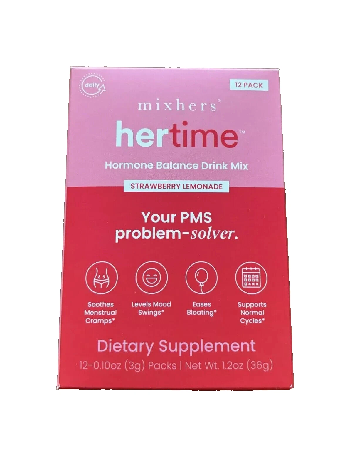 Mixhers Her Time Hormone Balance Drink Mix (12 Pack) - Strawberry - Exp 2025-03