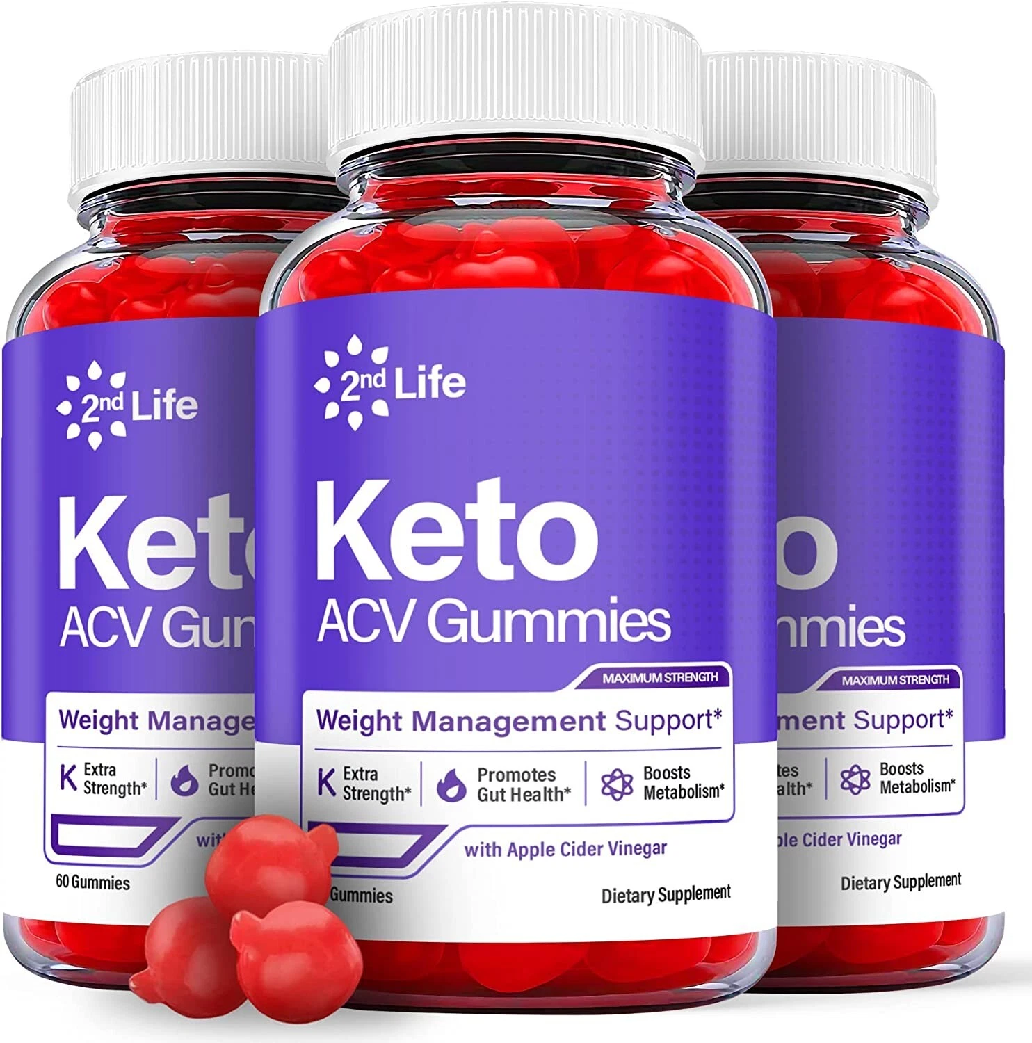 (3 Pack) 2nd Life Keto Gummies - 2nd Life Keto ACV Gummies Weight Loss-180 Gums