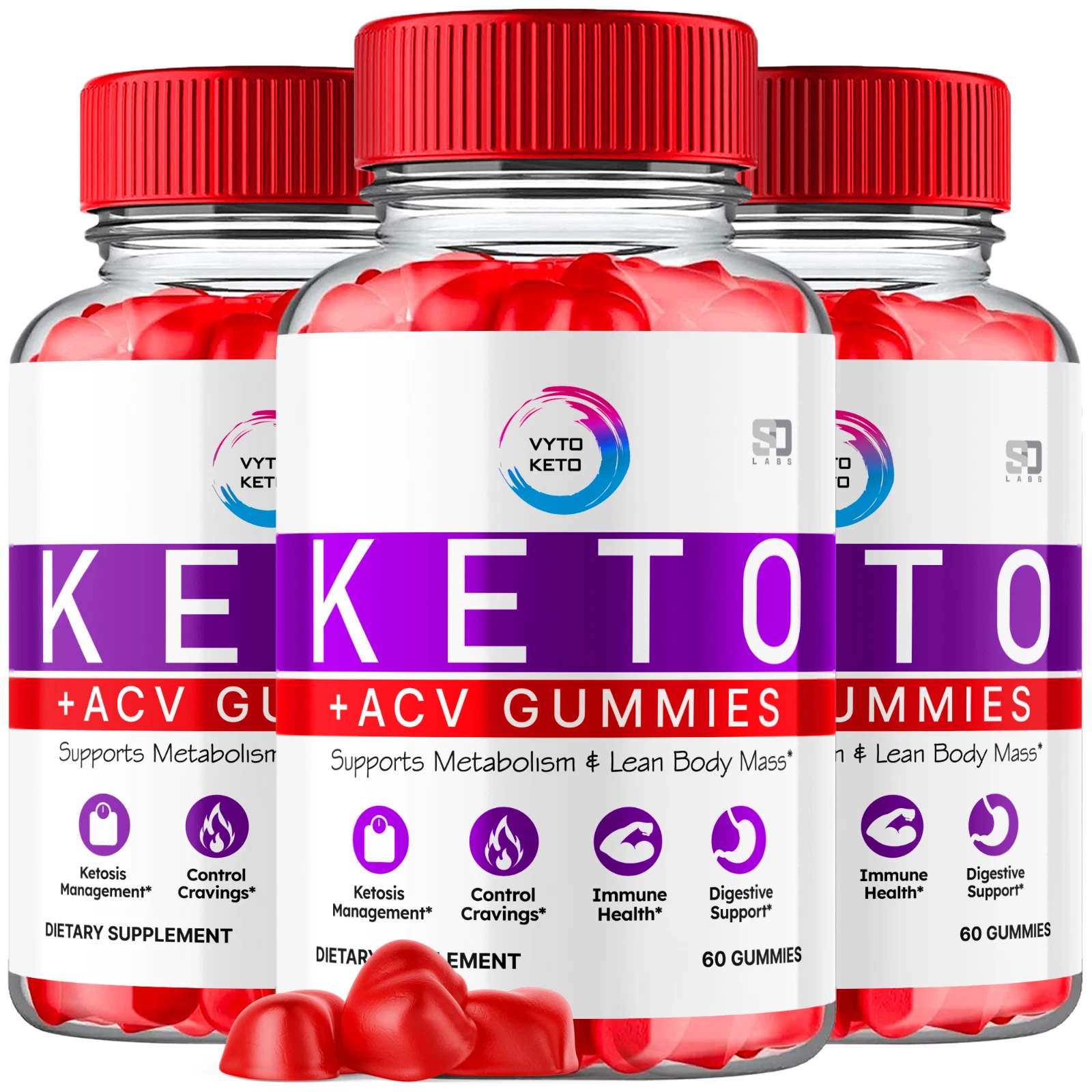 (3 Pack) Vyto Keto ACV, Vyto Keto Gummies Advanced Weight Loss (180 Gummies)