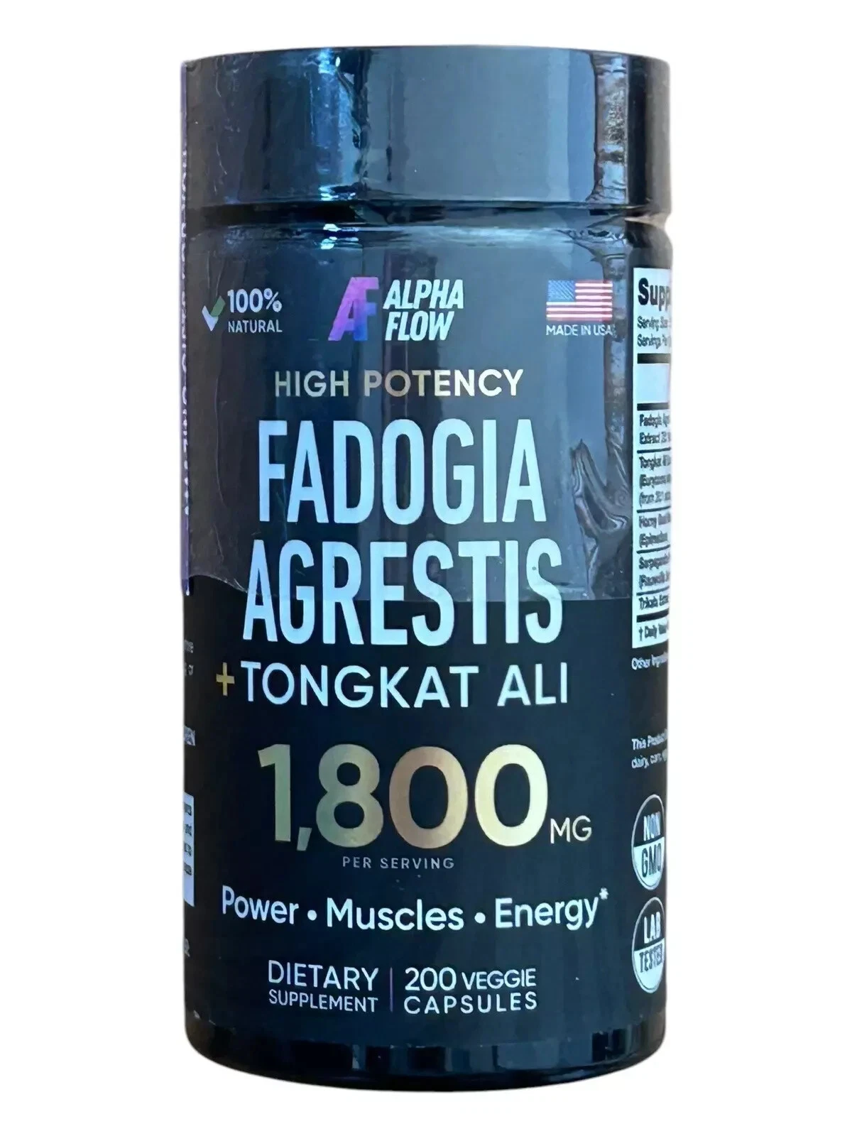 Alpha Flow Fadogia Agrestis - 1800mg - 200 Veggie Capsules - Ex: 8/25