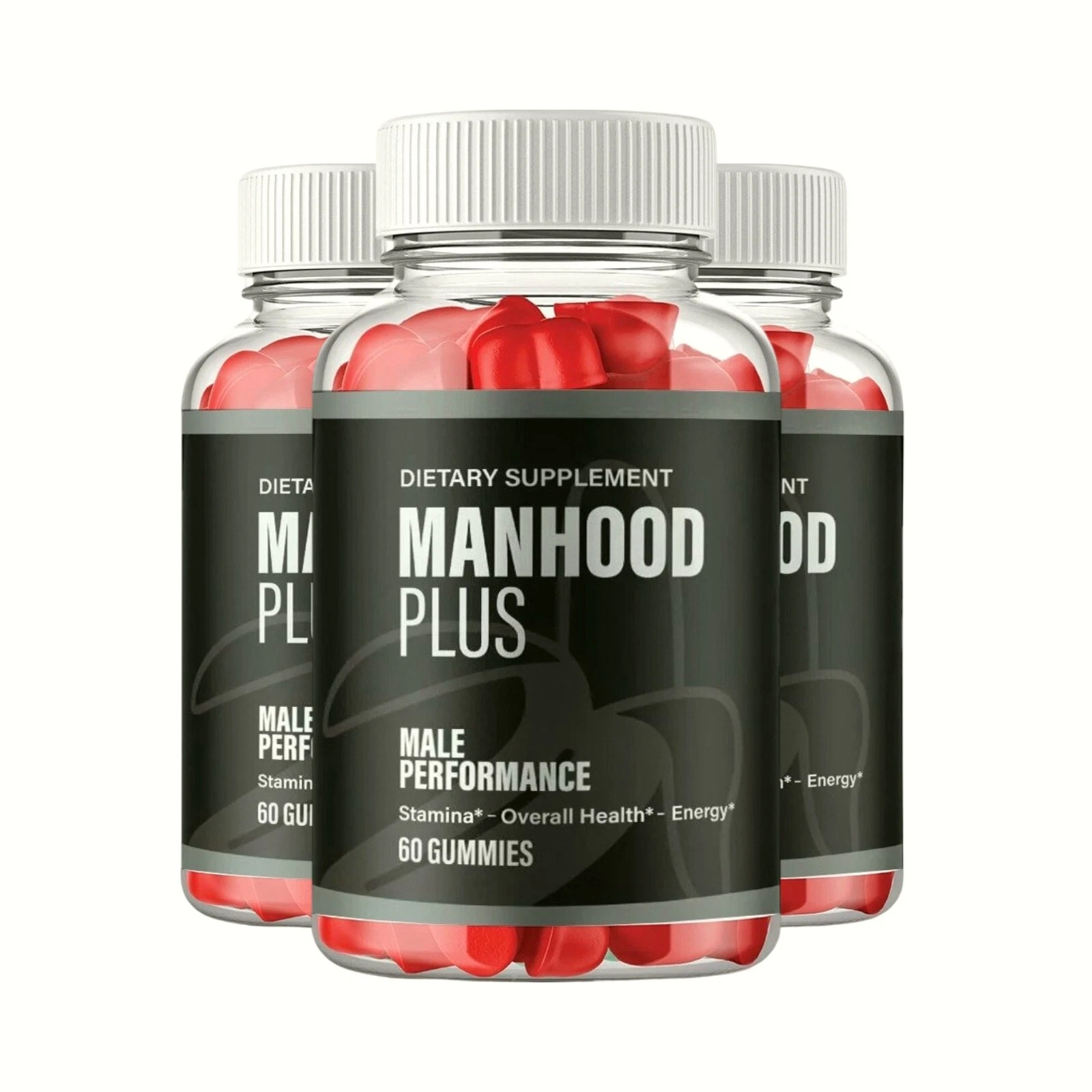 3-Pack Manhood Plus Gummies - Support for Mens Energy & Vitality - 180 Gummies