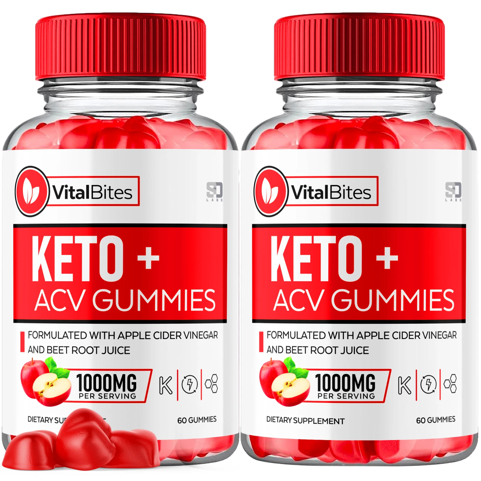 (2 Pack) Vital Bites Keto+ ACV Gummies - For Weight Management & Healthy Body