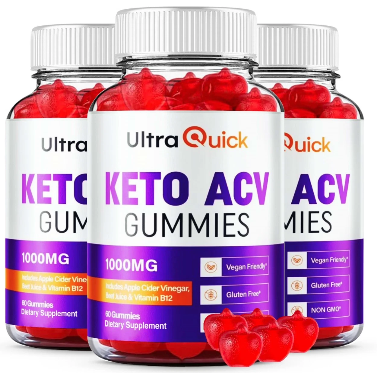 Ultra Quick Keto + ACV Natural Energy Management Supplement (180 Gummies) 3-Pack